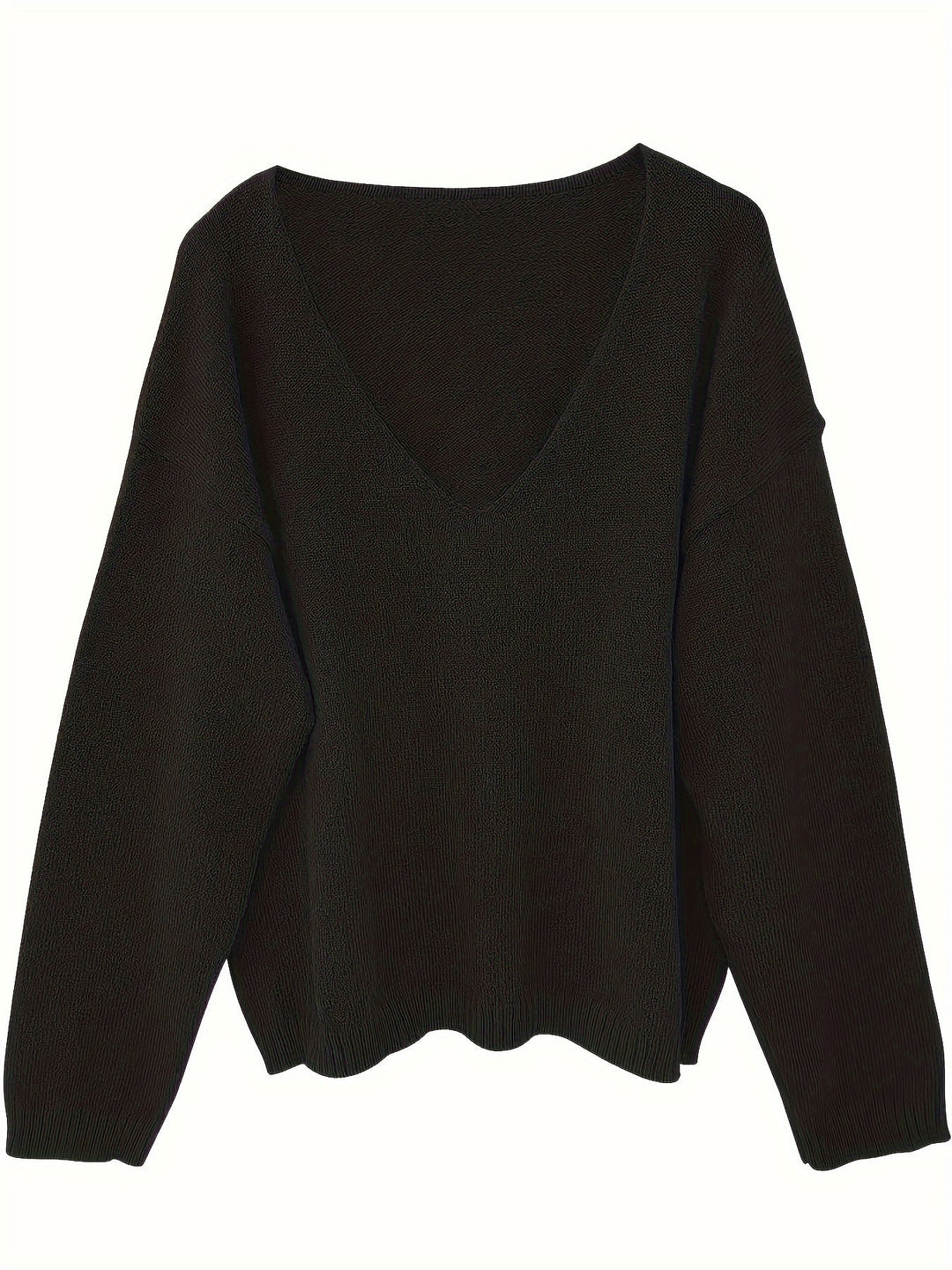 Abby | Klasyczny Lekki Sweter Dzianinowy z Dekoltem w Serek
