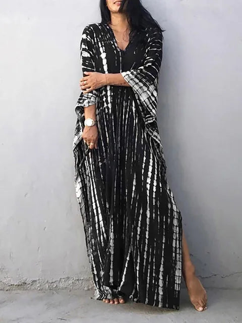Amélie Sukienka Kaftan Damska – Lekka Sukienka Boho w Stylu Batik z Luźnym Krojem na Swobodne Lato