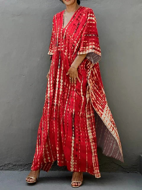 Amélie Sukienka Kaftan Damska – Lekka Sukienka Boho w Stylu Batik z Luźnym Krojem na Swobodne Lato