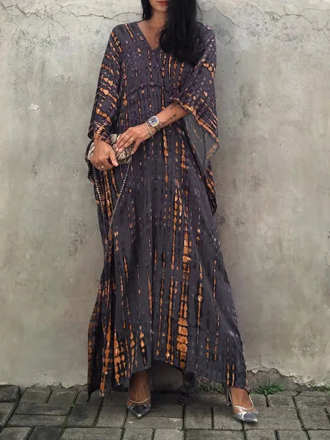 Amélie Sukienka Kaftan Damska – Lekka Sukienka Boho w Stylu Batik z Luźnym Krojem na Swobodne Lato
