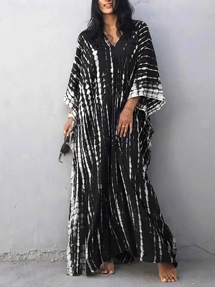 Amélie Sukienka Kaftan Damska – Lekka Sukienka Boho w Stylu Batik z Luźnym Krojem na Swobodne Lato