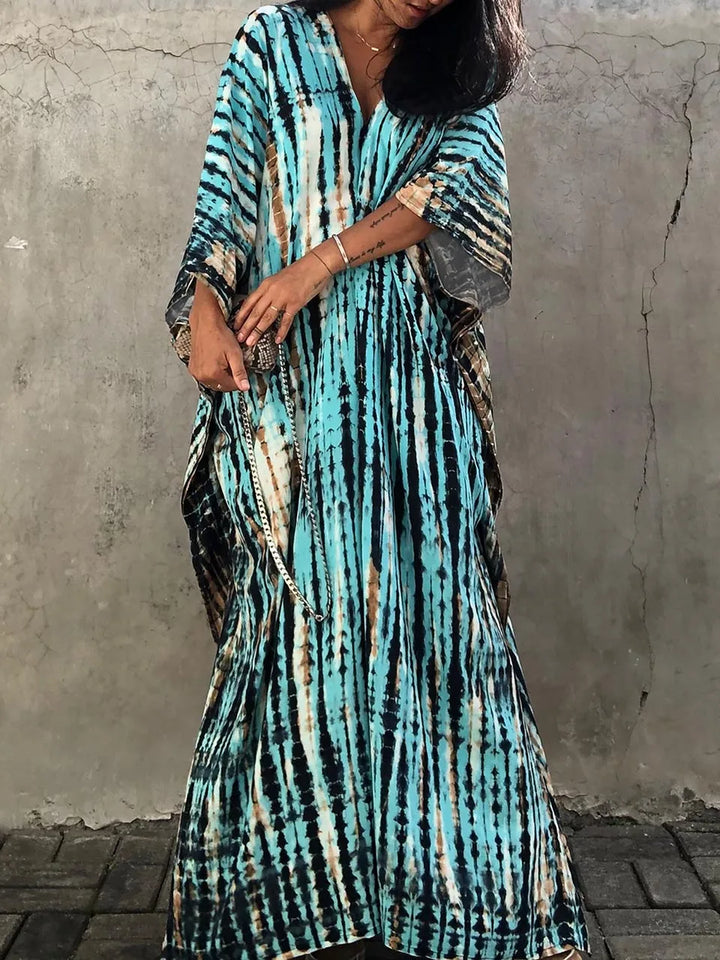 Amélie Sukienka Kaftan Damska – Lekka Sukienka Boho w Stylu Batik z Luźnym Krojem na Swobodne Lato