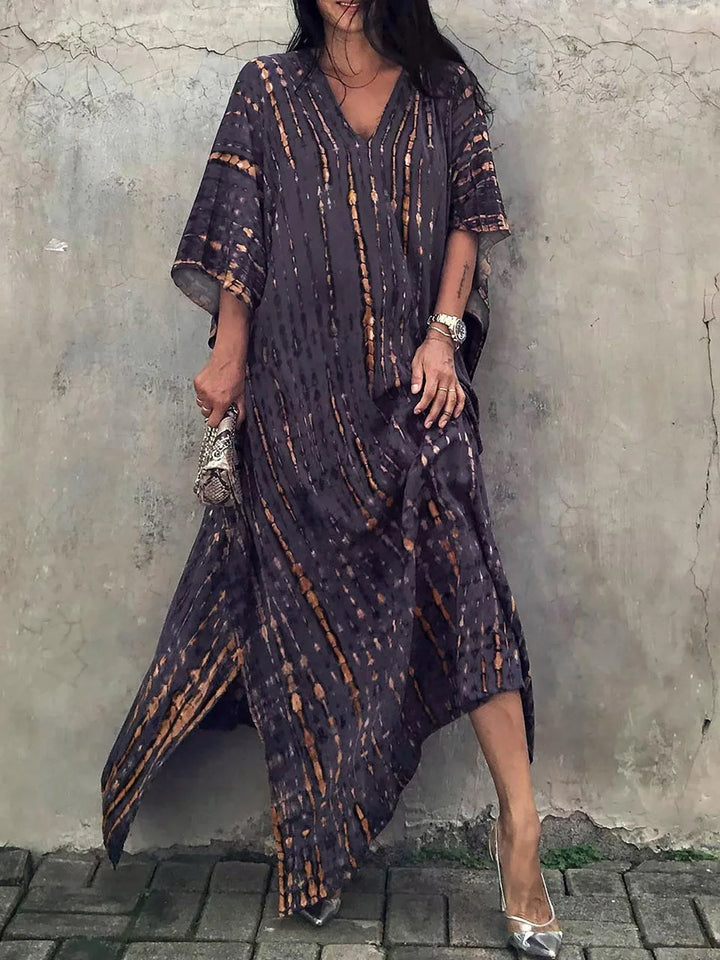 Amélie Sukienka Kaftan Damska – Lekka Sukienka Boho w Stylu Batik z Luźnym Krojem na Swobodne Lato