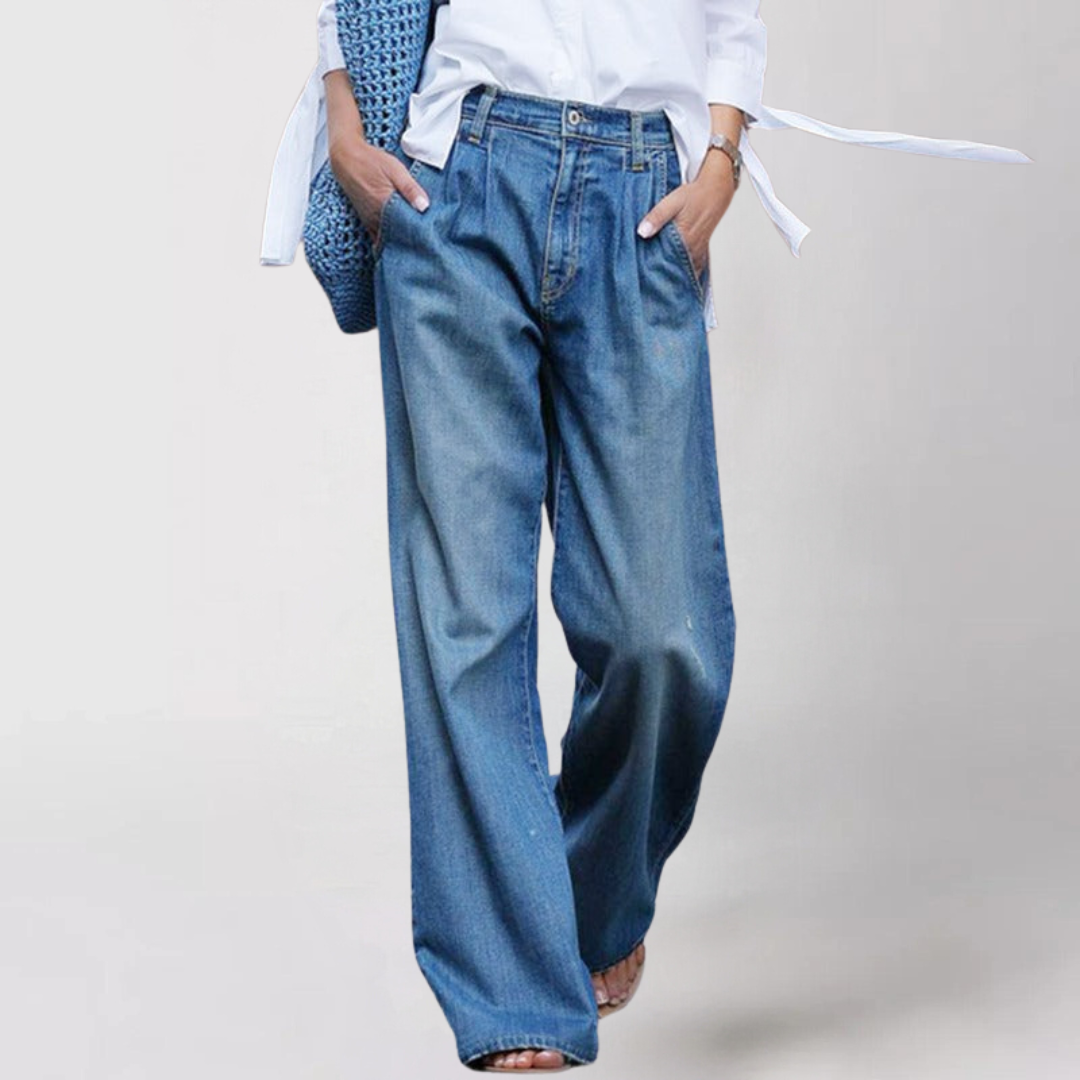 Clara Damskie Jeansy – Eleganckie Szerokie Spodnie z Wysokogatunkowego Denimu i Komfortowym Krojem
