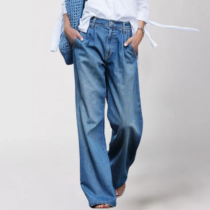 Clara Damskie Jeansy – Eleganckie Szerokie Spodnie z Wysokogatunkowego Denimu i Komfortowym Krojem