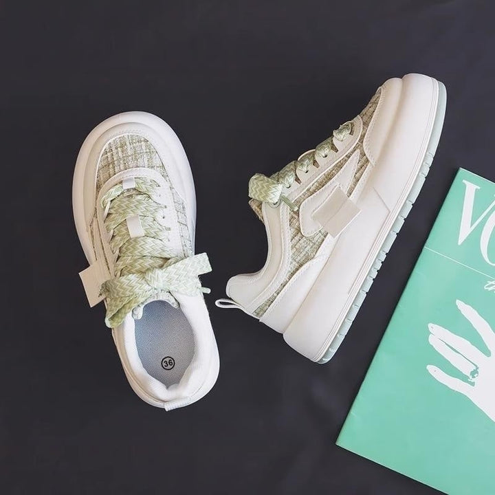 Anna Sneakersy Damskie – Niskie Trampki z Płótna z Grubą Podeszwą i Wygodnym Krojem