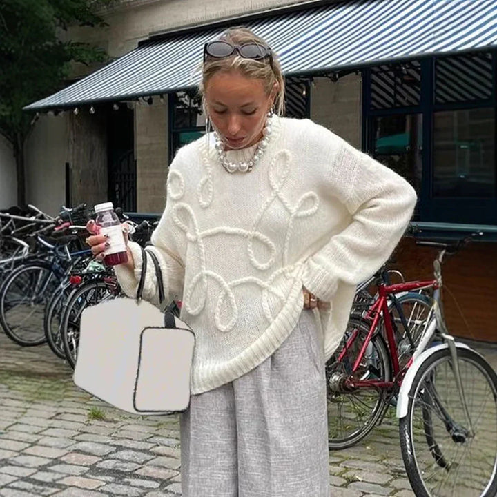 Elodie Sweter Damski – Miękki i Elegancki Sweter z Okrągłym Dekoltem i Wygodnymi Długimi Rękawami