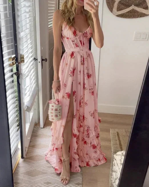 Sukienka Emery Damska Midi – Elegancka sukienka z koronką w kwiaty na stylowe przyjęcia i wesela