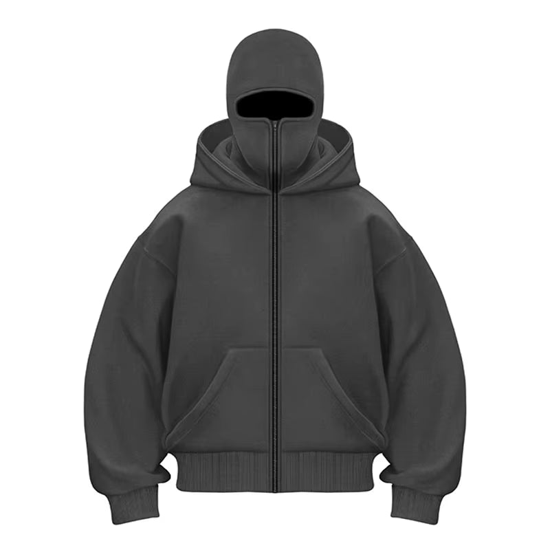 Max Męska Bluza Balaclava – Bluza z Pełnym Zamkiem, Ochroną Twarzy i Miejskim Stylem