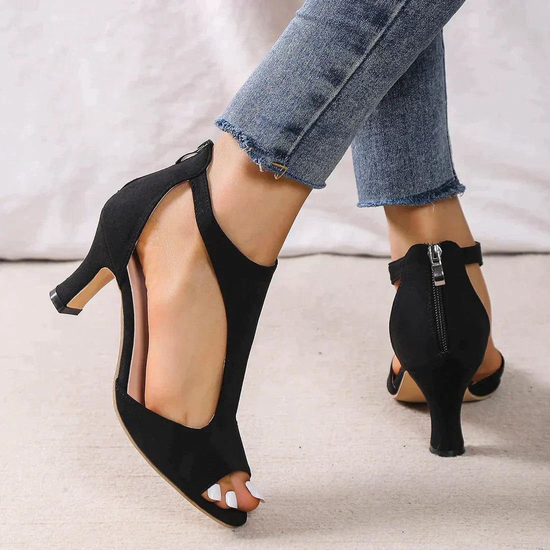 Damskie Sandały na Obcasie Cassie – Eleganckie Buty z Wycięciami i Wspierającą Wkładką