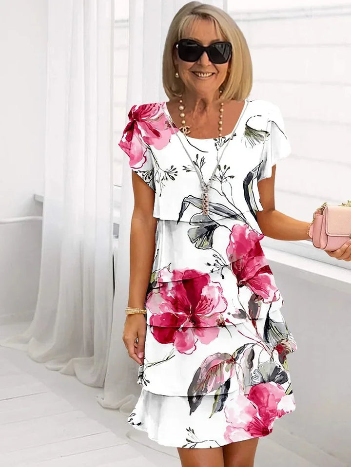 Sophie Damska Sukienka Maxi – Elegancka Kwiatowa Sukienka z Fasonem Waterfall i Zwiewnym Krojem