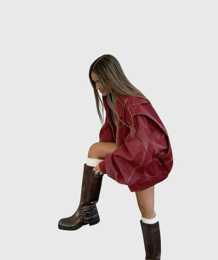 Faye | Casual Oversized Kurtka Skórzana