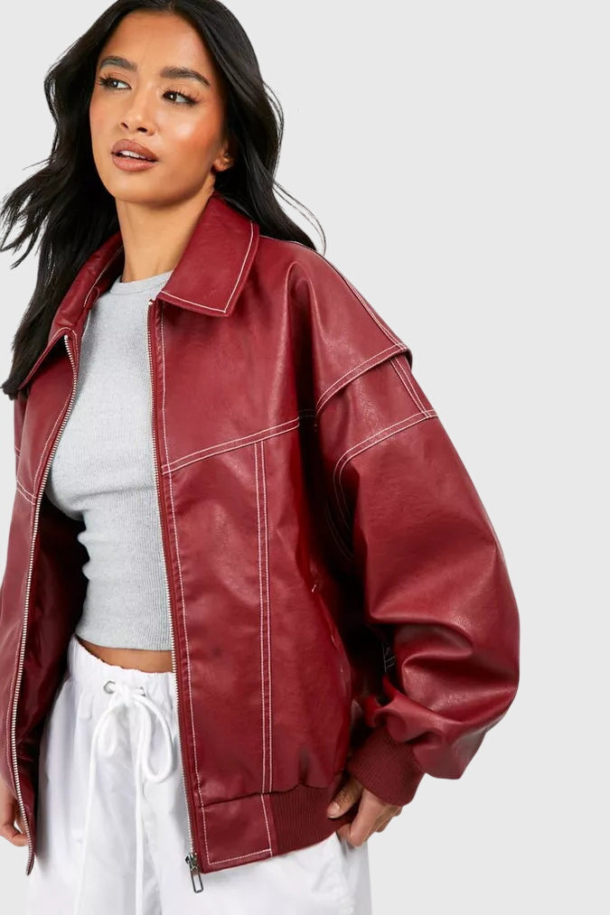 Faye | Casual Oversized Kurtka Skórzana
