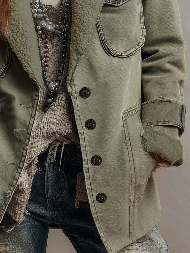 Zinniah | Kurtka robocza inspirowana stylem vintage z wykończeniem Sherpa