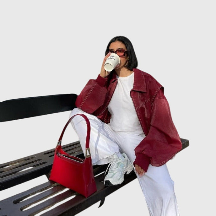 Faye | Casual Oversized Kurtka Skórzana