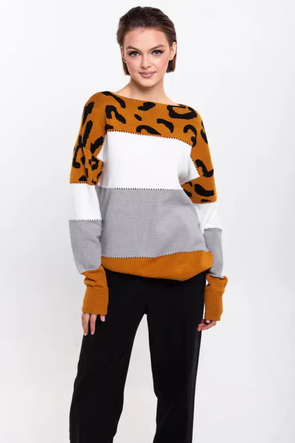 Alianna Sweter Damski – Miękka i Wygodna Bluza Polarowa w Panterkę na Casualowy Styl
