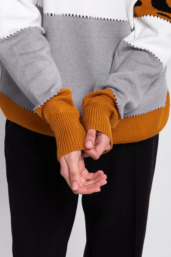Alianna Sweter Damski – Miękka i Wygodna Bluza Polarowa w Panterkę na Casualowy Styl