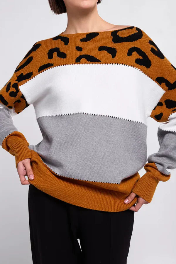 Alianna Sweter Damski – Miękka i Wygodna Bluza Polarowa w Panterkę na Casualowy Styl