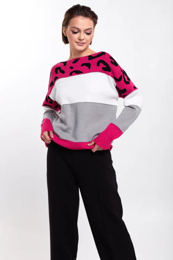 Alianna Sweter Damski – Miękka i Wygodna Bluza Polarowa w Panterkę na Casualowy Styl