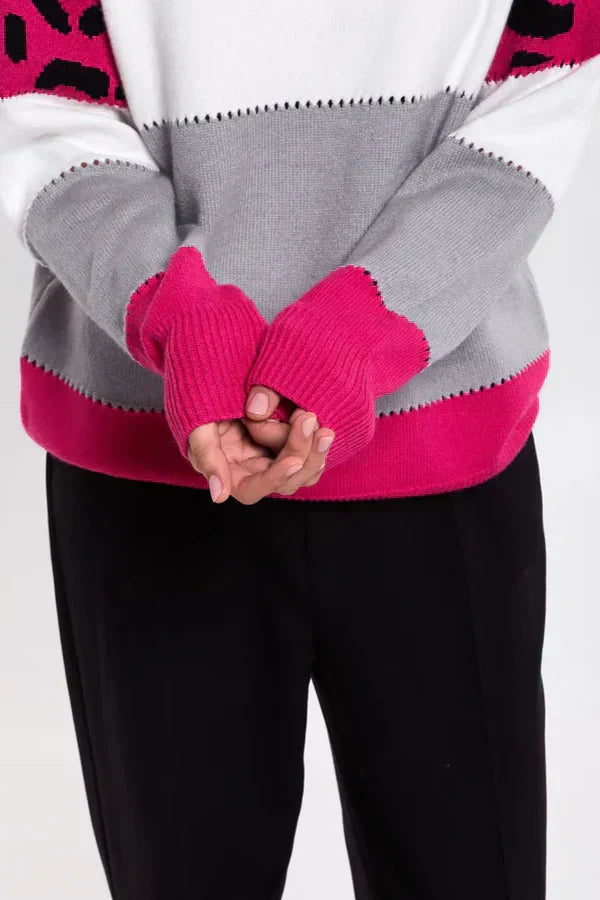 Alianna Sweter Damski – Miękka i Wygodna Bluza Polarowa w Panterkę na Casualowy Styl