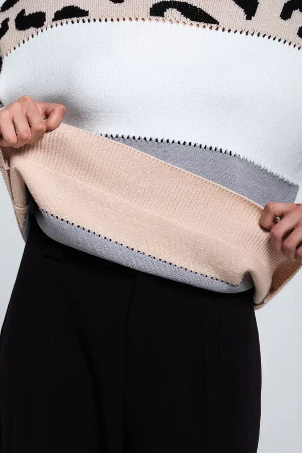 Alianna Sweter Damski – Miękka i Wygodna Bluza Polarowa w Panterkę na Casualowy Styl