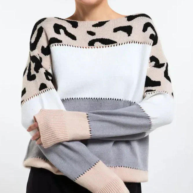 Alianna Sweter Damski – Miękka i Wygodna Bluza Polarowa w Panterkę na Casualowy Styl