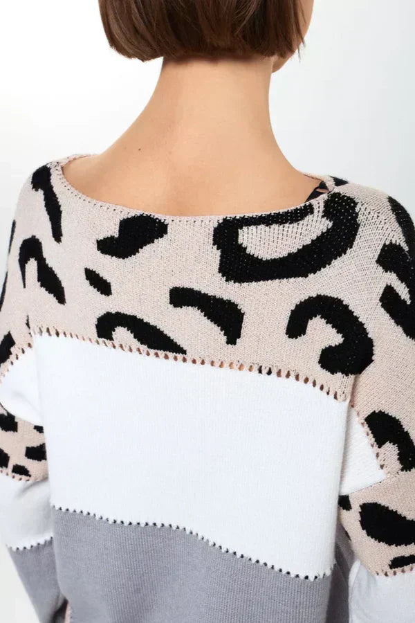 Alianna Sweter Damski – Miękka i Wygodna Bluza Polarowa w Panterkę na Casualowy Styl