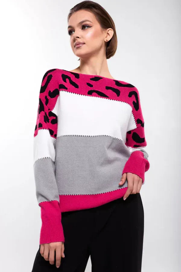 Alianna Sweter Damski – Miękka i Wygodna Bluza Polarowa w Panterkę na Casualowy Styl