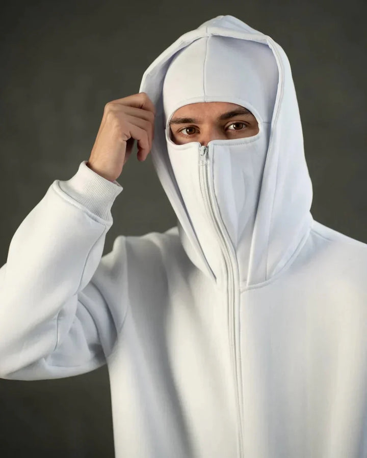 Max Męska Bluza Balaclava – Bluza z Pełnym Zamkiem, Ochroną Twarzy i Miejskim Stylem