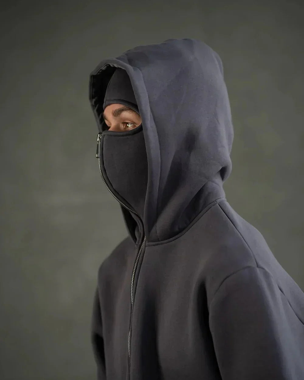 Max Męska Bluza Balaclava – Bluza z Pełnym Zamkiem, Ochroną Twarzy i Miejskim Stylem