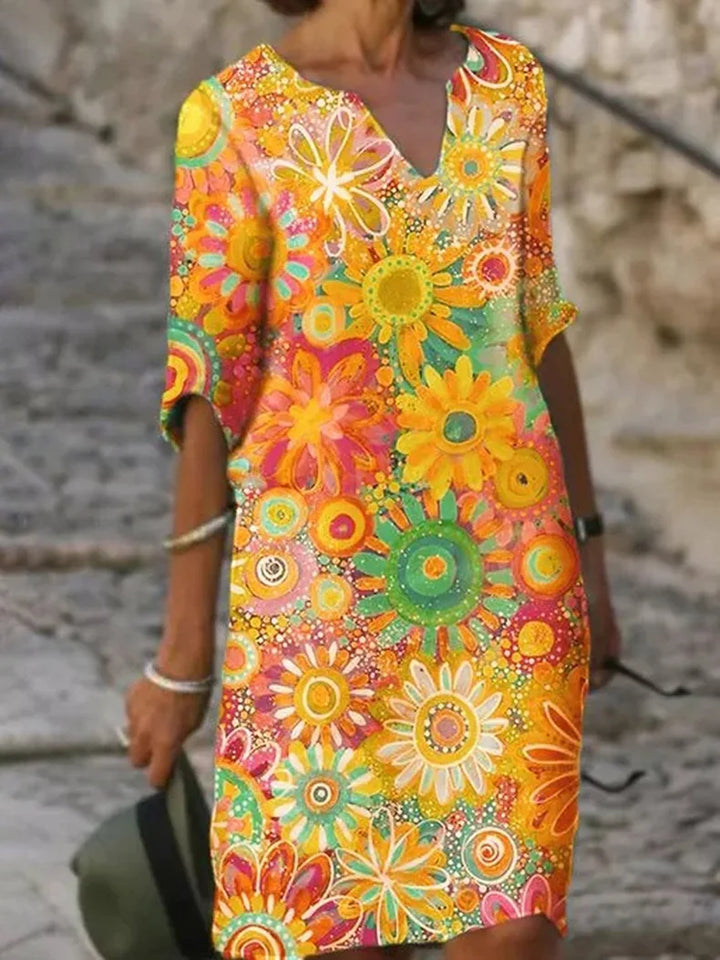 Brianna Sukienka Boho Damska – Letnia Sukienka w Kwiatowy Wzór ze Zwiewnym Krojem i Swobodnym, Eleganckim Stylem