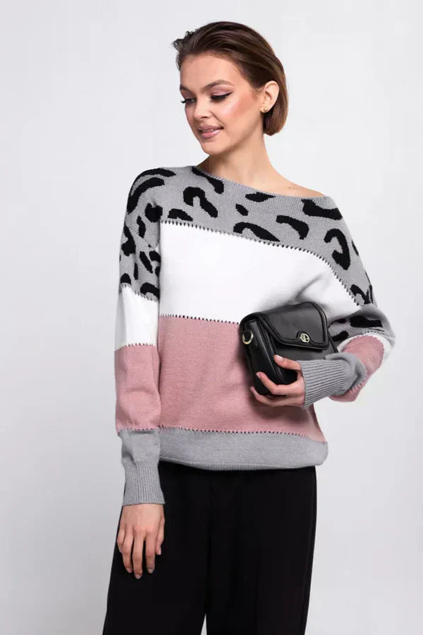 Alianna Sweter Damski – Miękka i Wygodna Bluza Polarowa w Panterkę na Casualowy Styl
