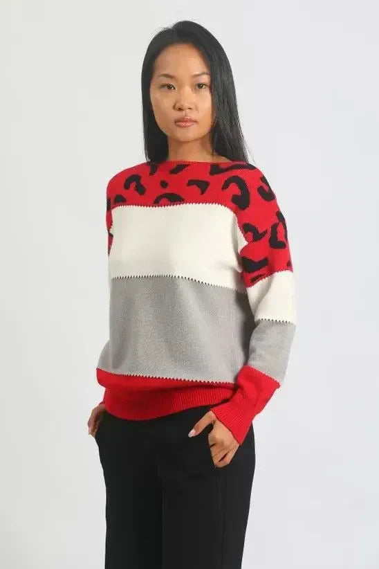 Alianna Sweter Damski – Miękka i Wygodna Bluza Polarowa w Panterkę na Casualowy Styl