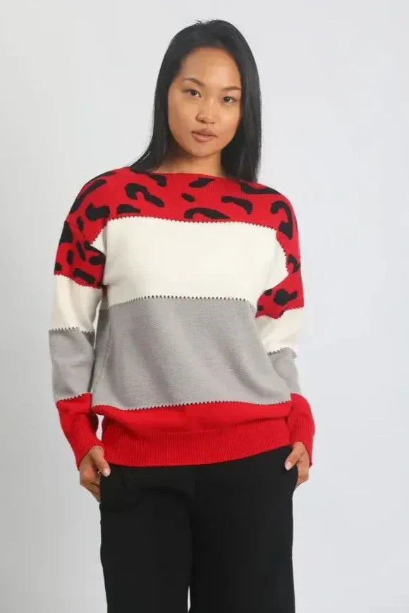 Alianna Sweter Damski – Miękka i Wygodna Bluza Polarowa w Panterkę na Casualowy Styl