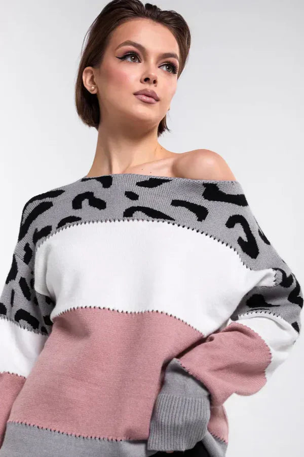 Alianna Sweter Damski – Miękka i Wygodna Bluza Polarowa w Panterkę na Casualowy Styl