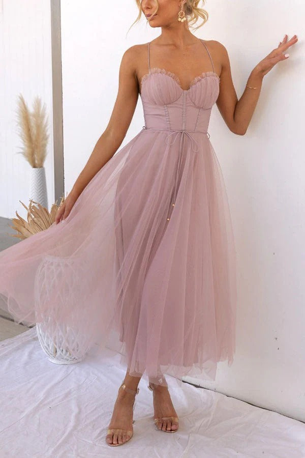 Ariana Sukienka Maxi Damska – Elegancka Letnia Sukienka Bez Rękawów z Okrągłym Dekoltem