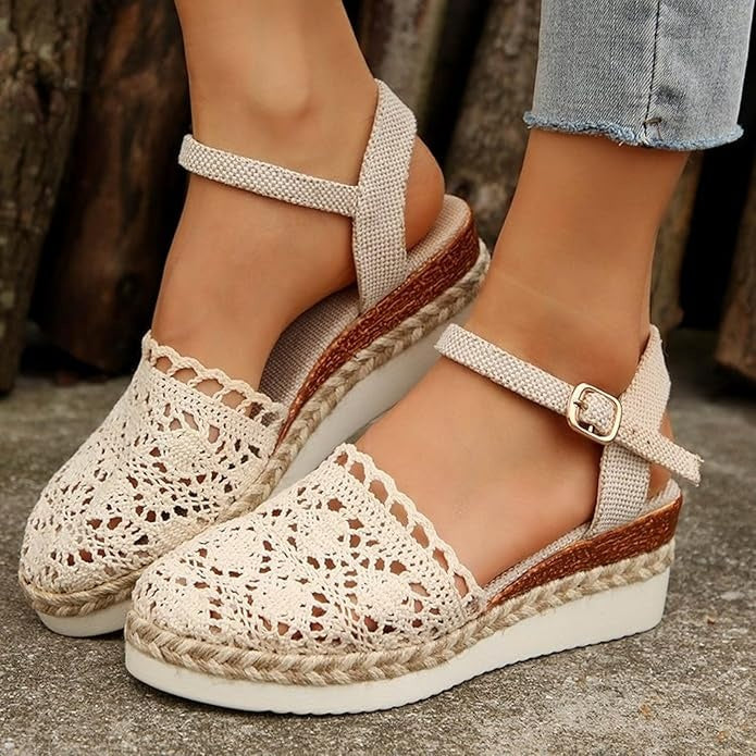 Bailey Espadryle Damskie – Letnie Boho Buty z Szydełkowanymi Detalami i Naturalnym Wyglądem