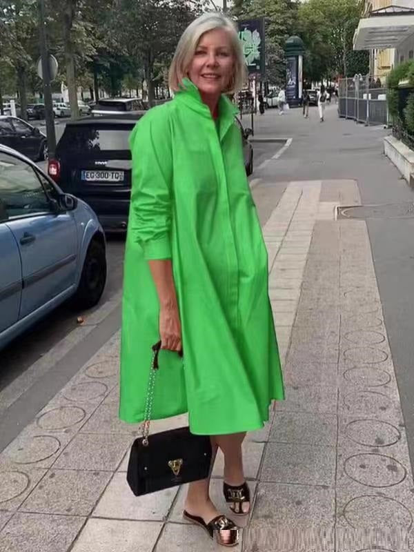Brynlee Sukienka Koszulowa Damska – Elegancka Sukienka w Kształcie Litery A z Długim Rękawem na Biuro i Czas Wolny