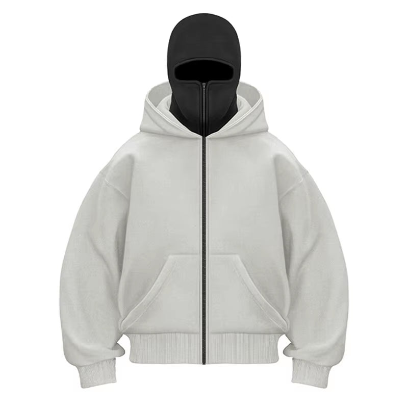 Max Męska Bluza Balaclava – Bluza z Pełnym Zamkiem, Ochroną Twarzy i Miejskim Stylem