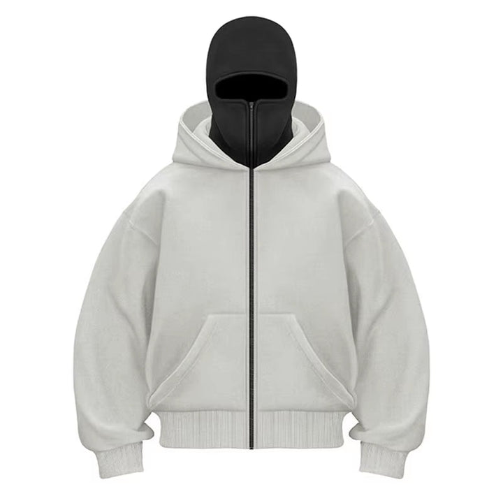 Max Męska Bluza Balaclava – Bluza z Pełnym Zamkiem, Ochroną Twarzy i Miejskim Stylem