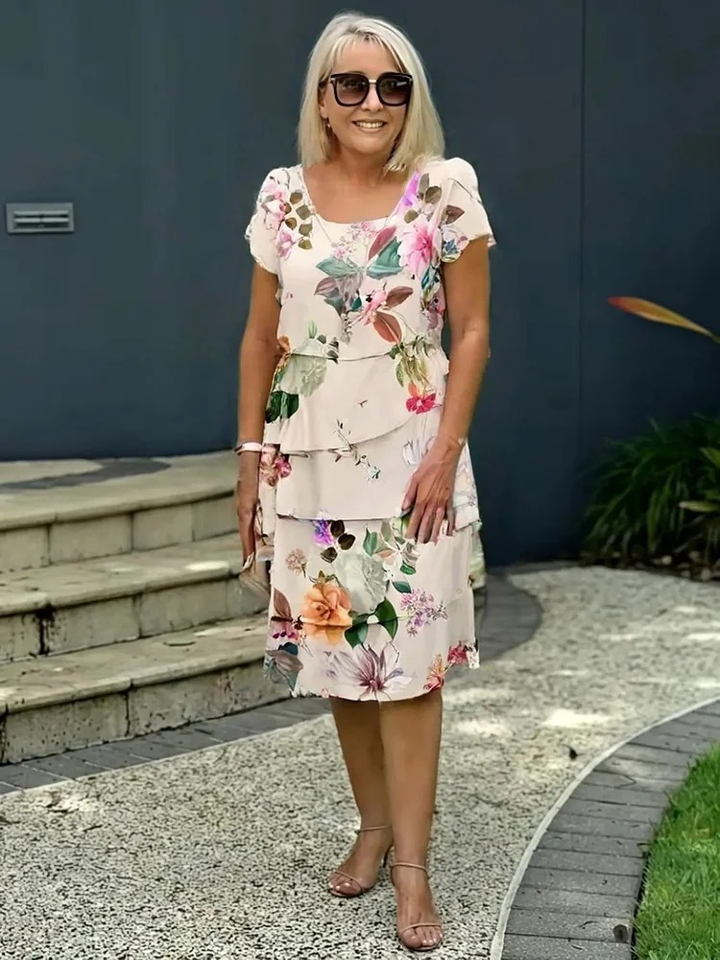 Sophie Damska Sukienka Maxi – Elegancka Kwiatowa Sukienka z Fasonem Waterfall i Zwiewnym Krojem