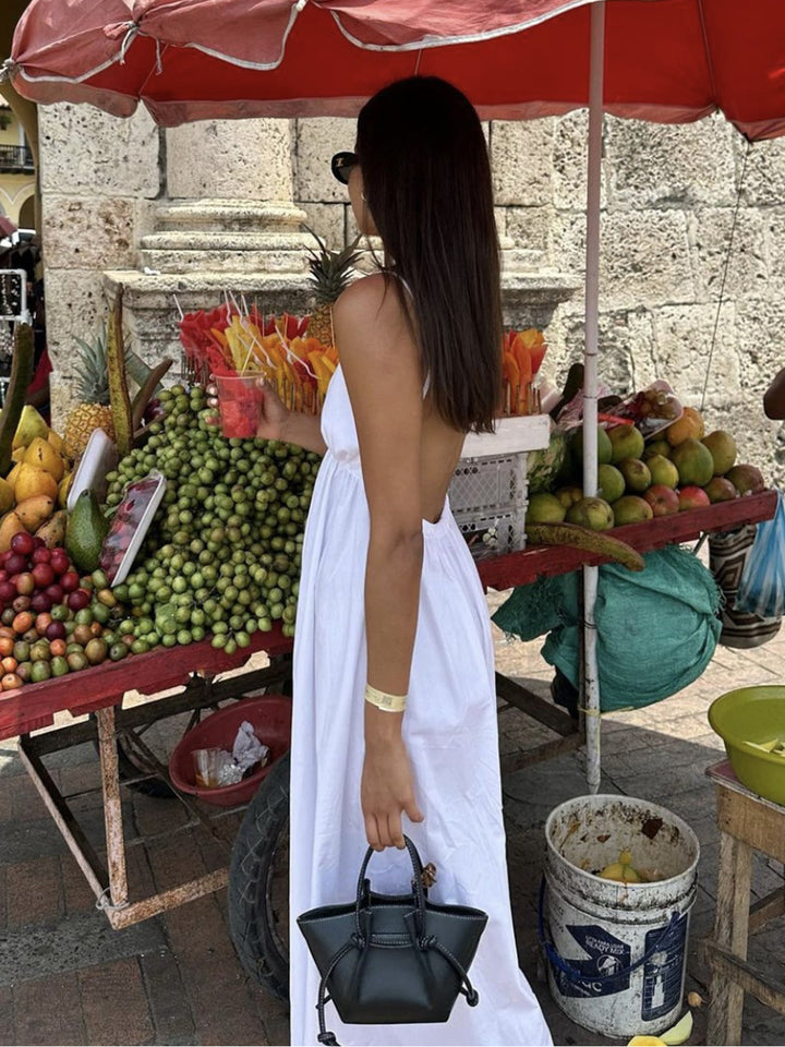 Camille Sukienka Długa Damska – Lekka Letnia Sukienka z Odsłoniętymi Plecami i Eleganckim, Zwiewnym Krojem