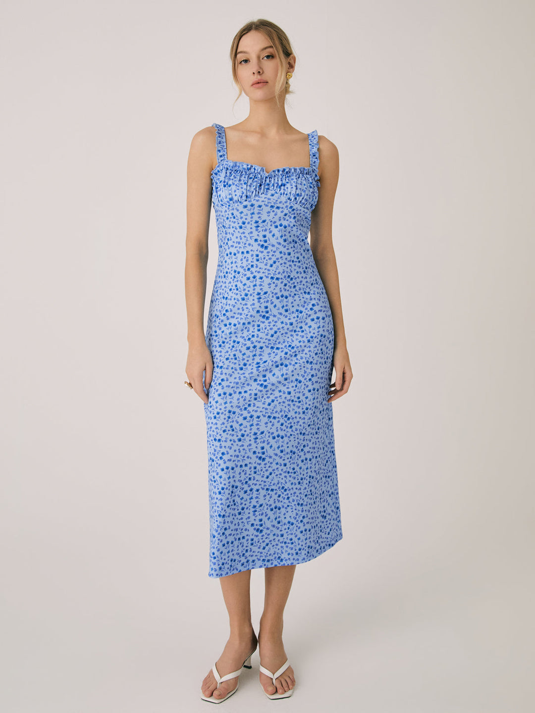 Sukienka Boho Midi Chloe – Letnia Sukienka na Ramiączkach z Kwiatowym Wzorem