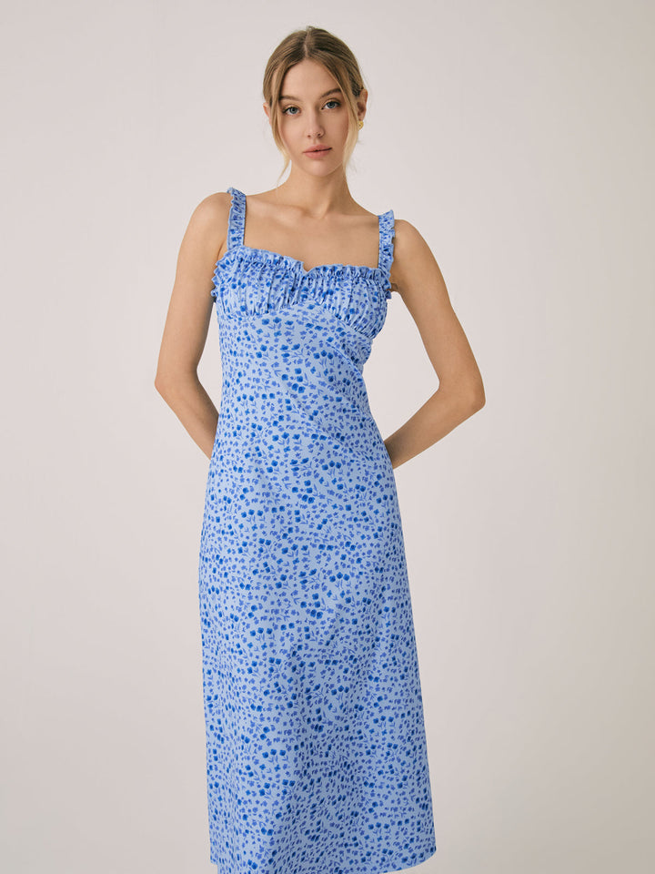 Sukienka Boho Midi Chloe – Letnia Sukienka na Ramiączkach z Kwiatowym Wzorem