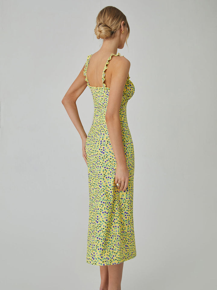 Sukienka Boho Midi Chloe – Letnia Sukienka na Ramiączkach z Kwiatowym Wzorem