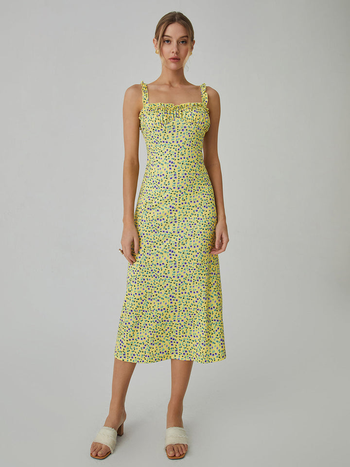 Sukienka Boho Midi Chloe – Letnia Sukienka na Ramiączkach z Kwiatowym Wzorem