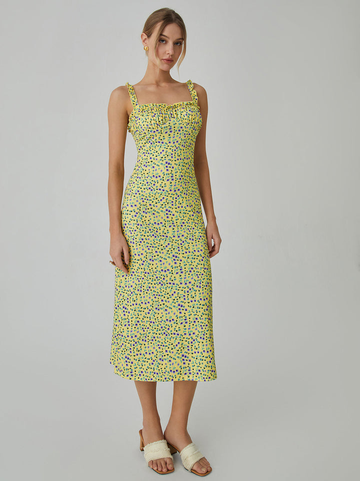 Sukienka Boho Midi Chloe – Letnia Sukienka na Ramiączkach z Kwiatowym Wzorem