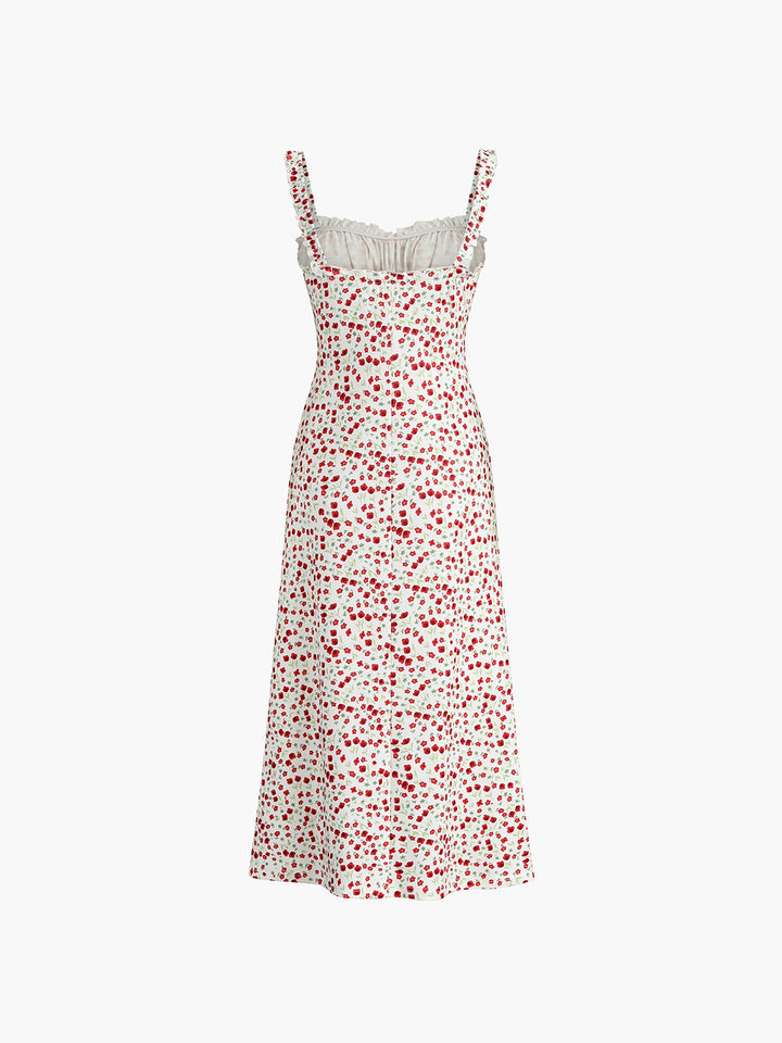 Sukienka Boho Midi Chloe – Letnia Sukienka na Ramiączkach z Kwiatowym Wzorem