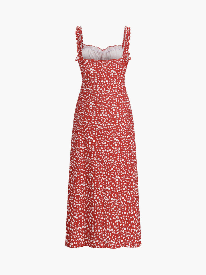 Sukienka Boho Midi Chloe – Letnia Sukienka na Ramiączkach z Kwiatowym Wzorem
