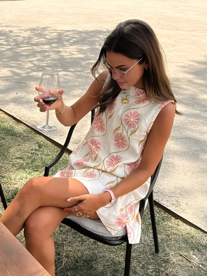 Paris Sukienka Damska Letnia – Sukienka Bez Rękawów w Kształcie A z Mieszanki Lnu na Lekki i Elegancki Look